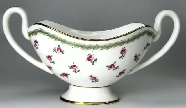 Antique Mintons Bouillon Soup Cup W/ Pink Rosebuds, Gold Trim, Handles, Footed