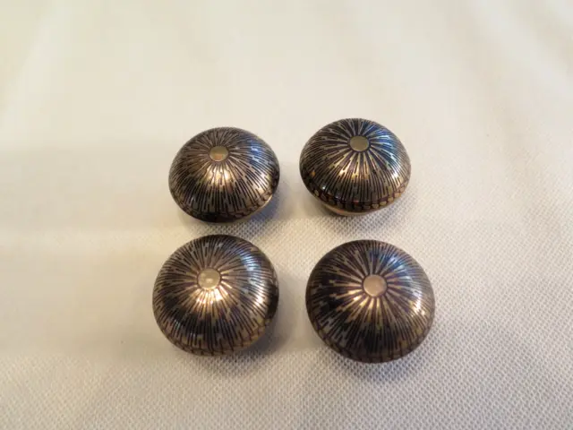 Vintage Hollow Antique Brass Drawer Pulls 1-1/2" Diameter Atomic Lot of 4