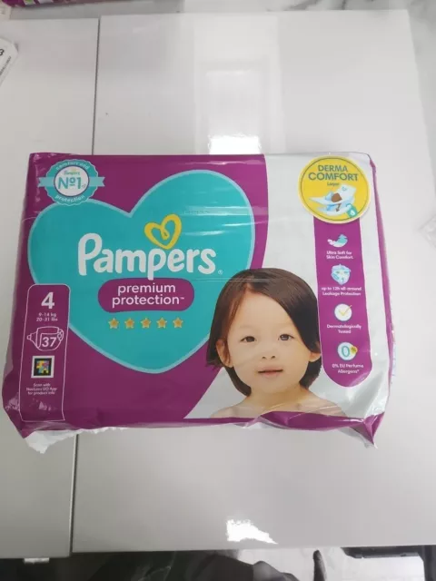 Pampers Premium Protection Nappies, Size 4 (9-14kg) Essential Pack 37 per pk /UK