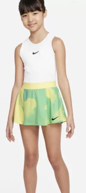 Nike Girls Victory Flouncy Tennis Skort Shorts Skirt  Yellow - Medium Dm7625 712