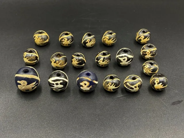 Antique Old Glass Beads from South east Asia with Unique Bird figure design rare