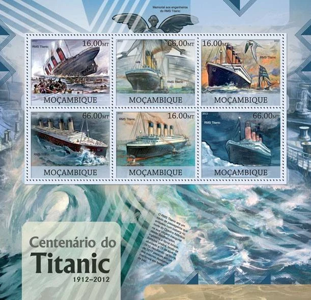 RMS TITANIC WHITE Star Line Ocean Liner Ship Stamp Sheet 95 (2012