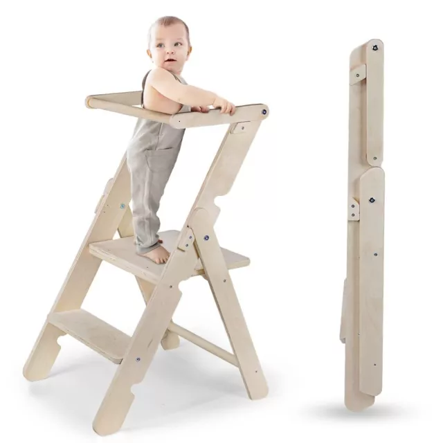 ® Lernturm Klappbar aus Holz, Learning Tower, Lernstuhl für Kinder, Küchentur...
