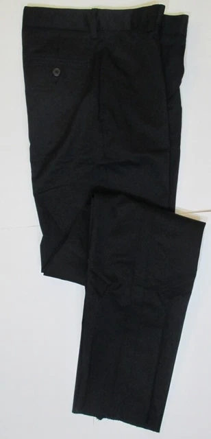 LANDS END Black Plain Front School Uniforms UNHEMMED Pants Boys 10 Slim NEW