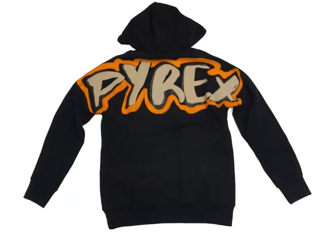 Pyrex Felpa Uomo Nera con Cappuccio Invernale Felpata Maxi Logo dietro