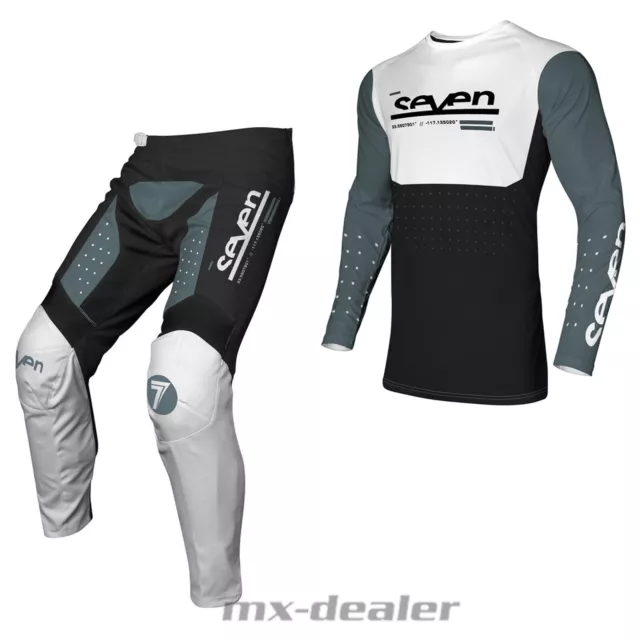 Seven MX Vox Aperture Grau Schwarz 2024 Motocross Enduro Combo Cross Hose Jersey