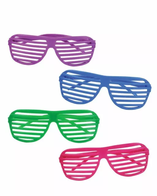 80S Neon Shutter Shades Glasses Retro Sunglasses Clubbing Night Out Party