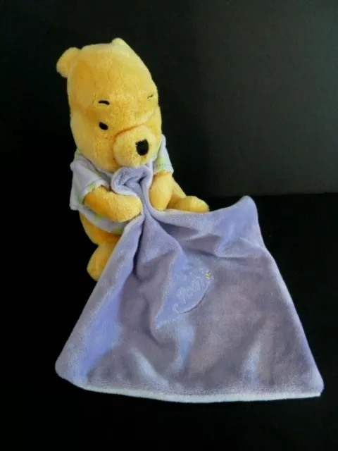 *. Doudou Peluche Disney Winnie Pooh Jaune Mouchoir Mauve Lune Vert Neuf* 3