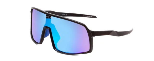 Coyote Python Polarized Sunglasses Men Sport Shield Matte Black Grey/Blue Mirror