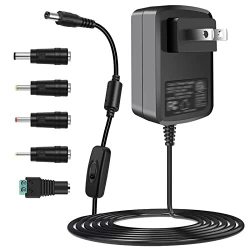 TKDY 12V 2A Power Supply Adapter Cord 100-240V AC to DC 12 Volt 2 Amps 24W Tr...