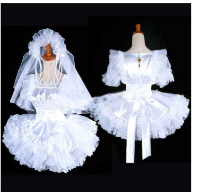 LOCKABLE SATIN SISSY Maid Wedding Dress cosplay costume Tailor-made £57