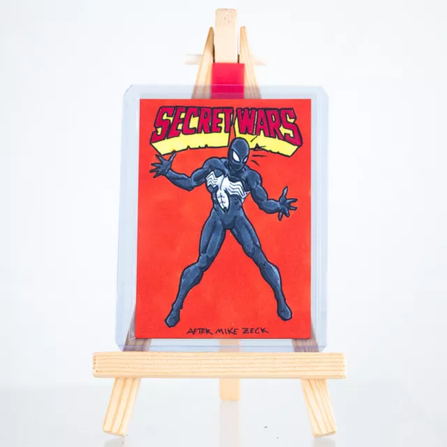 Sketch Card of Secret Wars 8 Black Suit Venom Spider-Man by Dante H Guerra! Hot!