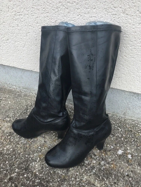 Bottes hautes noires vegan VSI ANYA au-dessus du genou avec talon à