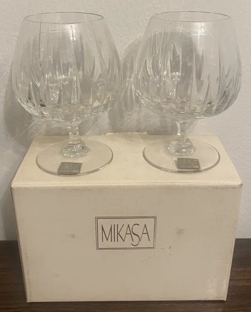 Mikasa Artic Lights Crystal Brandy/ Cognac Snifters-NWT And Box-Set Of 2 Glasses