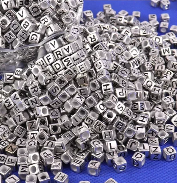 200 Alphabet Letter Mixed Color cube beads For Jewellery Making Xmas Gift