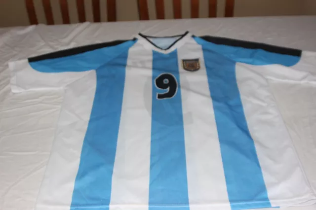 Camiseta De Futbol Vintage De Seleccion De Argentina Talla L Nº 9 Batistuta