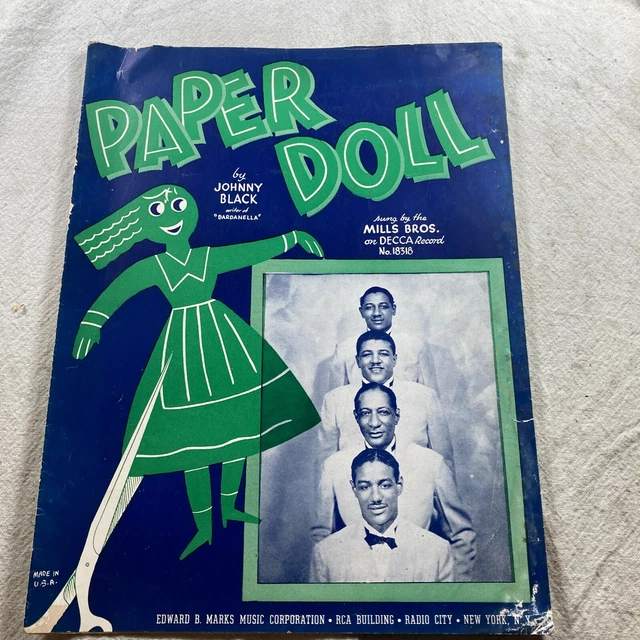 PAPER DOLL SONG Vintage Sheet Music 1943 Johnny Black Mills Bros