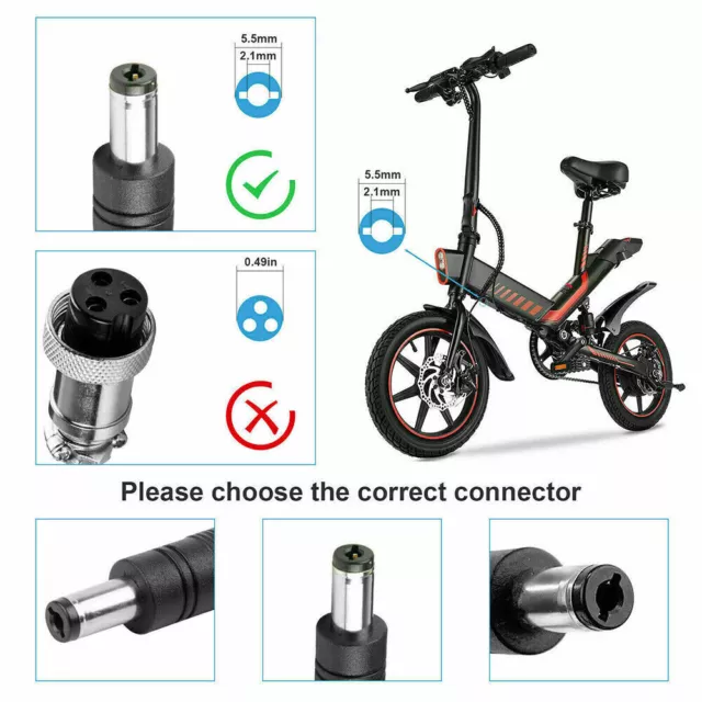 Charger Power Adapter for 36V Electric Bike E-bike Scooter Li-ion Battery 42V 2A 3