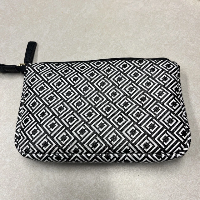 Universal White Black Faux Leather Zippered Pouch Make Up Bag Purse Organizer