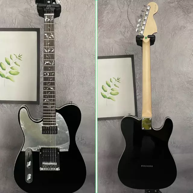 Left-handed Black TL Electric Guitars Mirror Pickguard Flower Inlay Fretboard