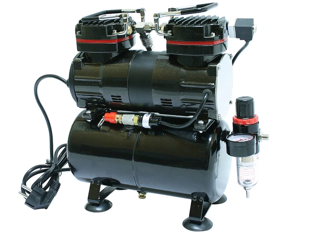 Compresor De Aerografia Bicilindro Airbrush 190W 0-4 Bar As196 Con Reserva De...