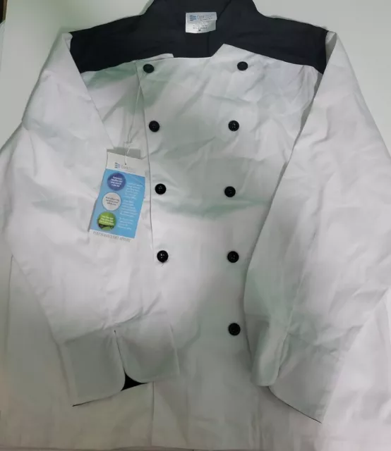 White Cool Cook by Happy Chef Vertx Moisture Wicking Vented Lightweight Sz M