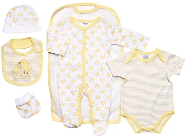 Baby Unisex Layette Clothing Gift Set 5 Piece ~ Chicks ~ Lemon ~ NB-3-6Mth ~ abg