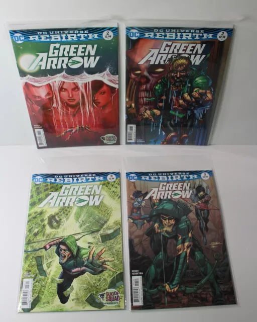 Green Arrow 2 3 Cover A & B Variant Lot DC Universe Rebirth 2016 1st Printing