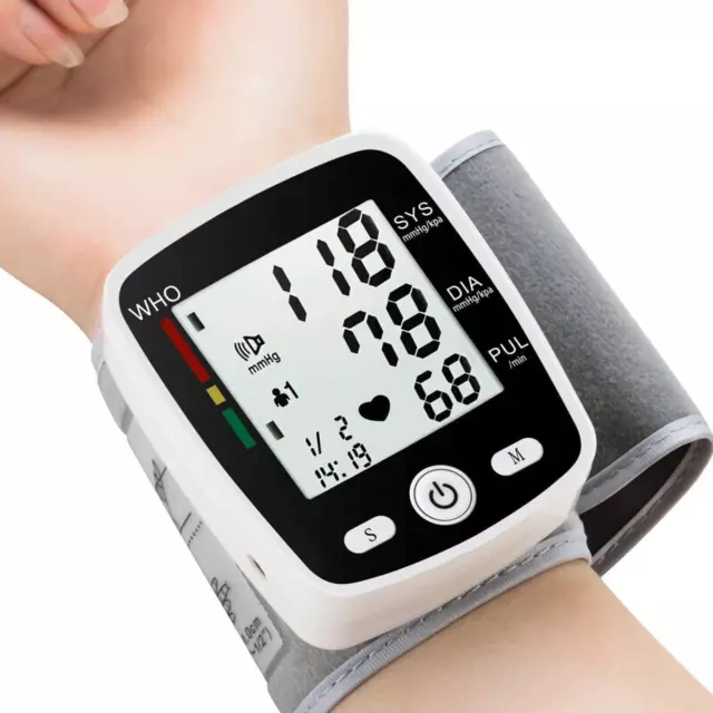 Monitor de presión arterial muñeca ajustable manguito de presión arterial máquina digital PA 2