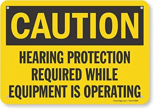 Plastic OSHA Safety Sign, Legend "Caution: Hearing Protection Required", 7"