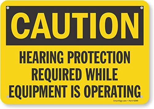 Plastic OSHA Safety Sign, Legend "Caution: Hearing Protection Required", 7"