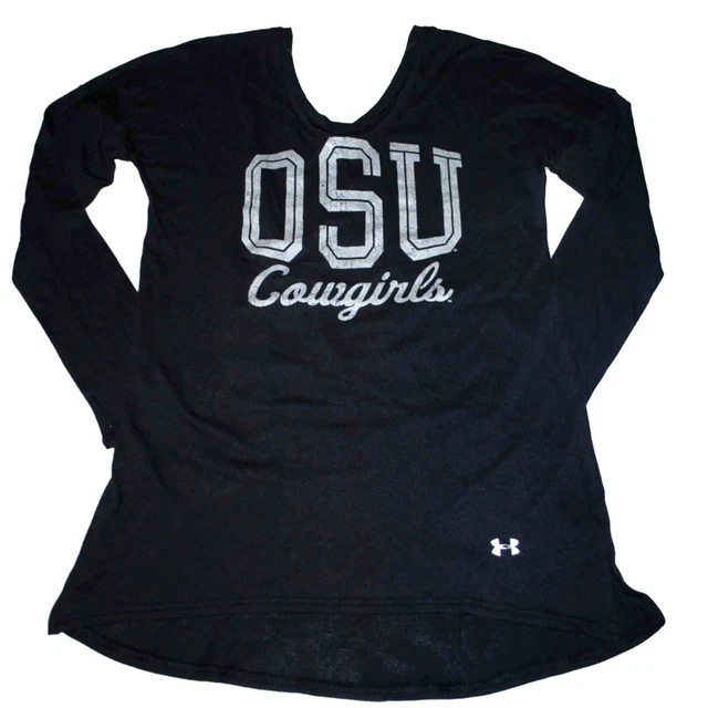 Oklahoma Stato Cowboys Ua Under Armour Donna Nero V Calore Cambio Ls Camicia (M)