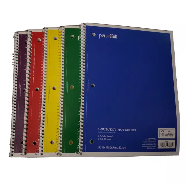 Pen + Gear 1 Subject Notebook, Wide Rule, 3 Count, Size: 10.5 inch x 8 inch, Other