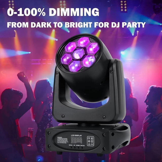 150W RGBW 7 Bee Eye DMX Moving Head Light 8Gobos Color Mixing Stage DJ Light