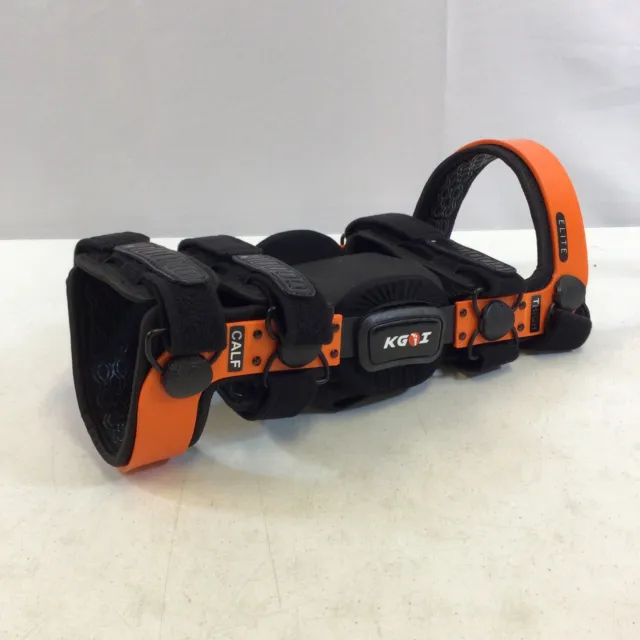 KGOI Elite Black Orange Stainless Steel Gear Hinges Knee Support Brace Size 12