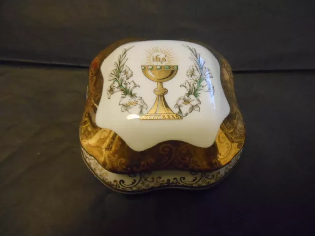 *Bonbonnière boite a bijoux porcelaine de Limoges Souvenir de Communion