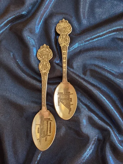Lot of 2 - American Collectors Guild Souvenir Spoons - Nebraska and Nevada