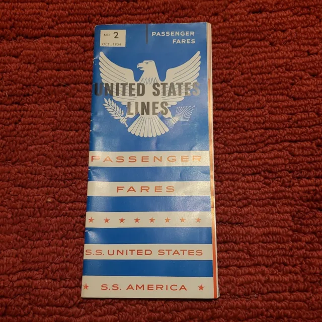 United States Lines Passenger Fares S S America No 2 Oct 1954