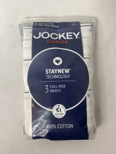 3-in-a-Pack Jockey Stay New Technology Full Rise White Briefs 40 Men