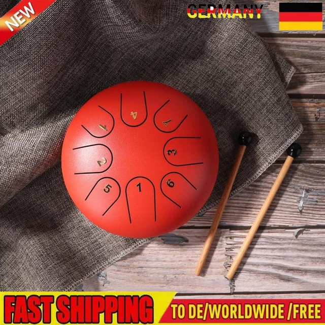 TTSAM 6 Zoll Ethereal Steel Tongue Drum 8 Tune Hand Pan Drum Tank mit Schl?eln D