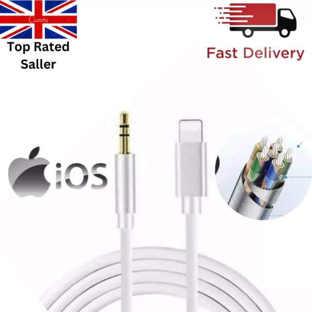 3.5mm Jack AUX Adapter Cable Cord to Car Audio For iPhone 7 8 X XS 11 12 13 PRO