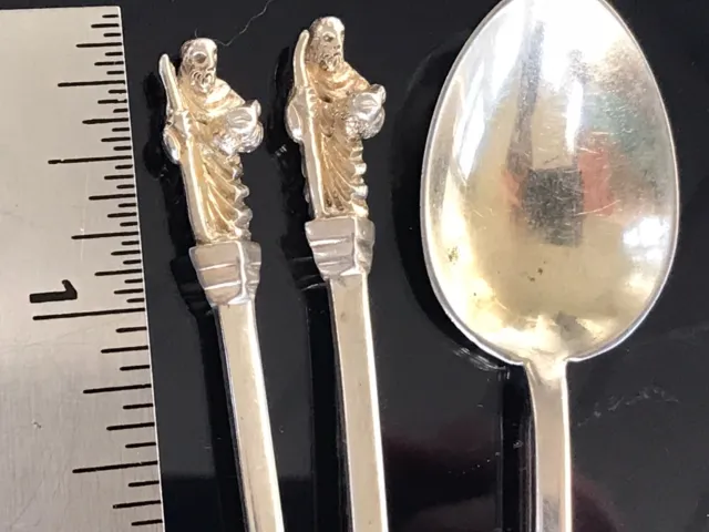 40gr 3 Antique 1886 English London T Mark Sterling Apostle Figures Spoons 4.5"