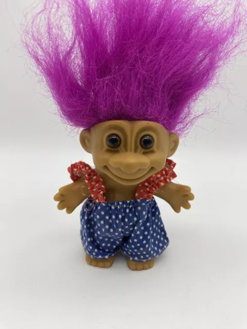 Troll Zaubertroll Zwerg Figur Rosa Haare Einteiler gepunktet Vintage Rarität