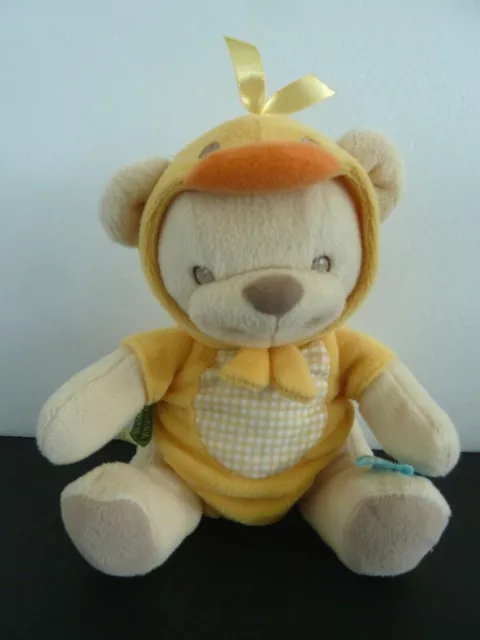 X5. DOUDOU PELUCHE OURS FISHER PRICE NATURE BEARRIES POUSSIN CANARD JAUNE 19cm
