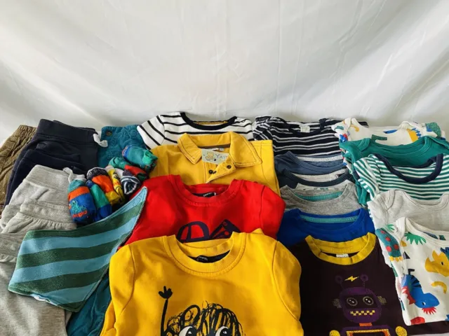 Baby Boy Large Clothes Bundle X 23 Items - 12-18 Months * Plus Bonus Sock Bundle