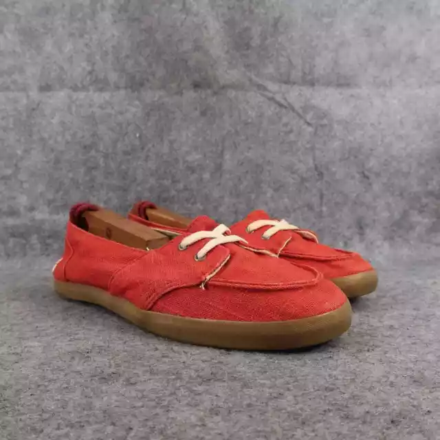 Reef Shoes Womens 8 Casual Loafer Deckhand Canvas Active Comfort Flats Red 2 Eye