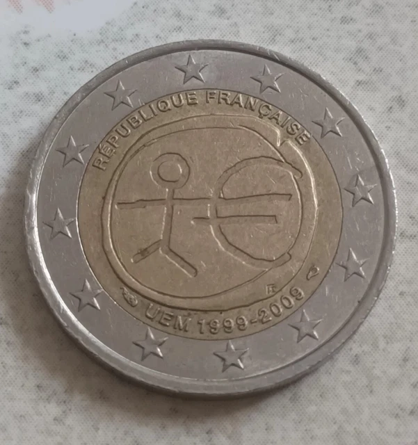 Pièce rare de 2 euros / Commémorative République Française / UEM 1999 -2009