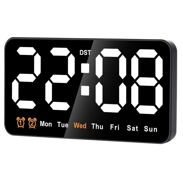 Horloge Murale Numérique LED 12 Pouces - Veilleuse RGB Télécommande - Fonction Mémoire