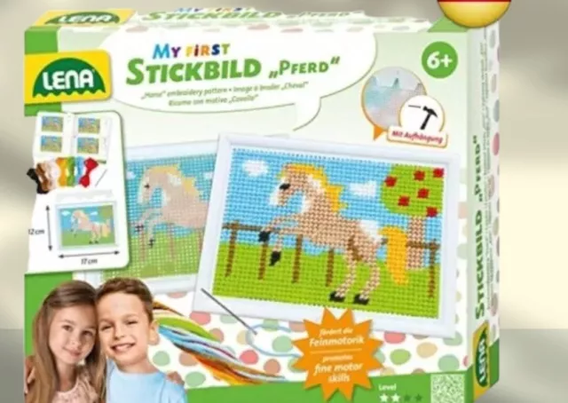 Lena Stickbild Pferd, 42625 - Bastelset  , Komplettset mit Stickrahmen Neu Ovp