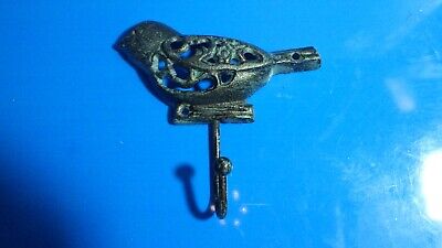aged greened metal look sparrow small bird coat key jewelry hat hook  5 X 4 7/8"